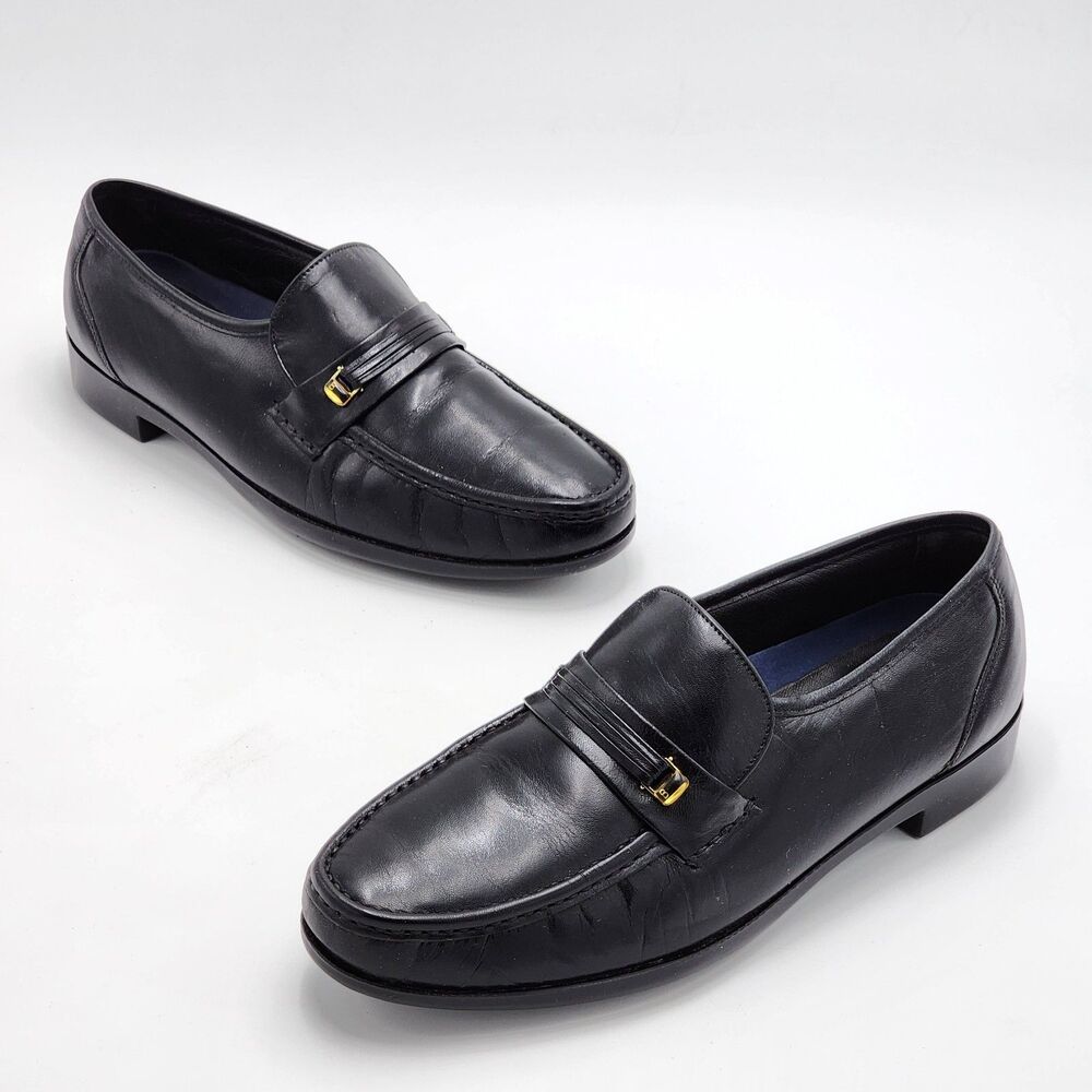Bostonian Prescott Loafer Black Leather Slip On Shoes Men's Size 10.5